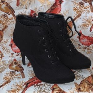 Black Suede laced boot heels